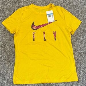Nike Kids Yellow 'FLY' Graphic Short Sleeve Tee